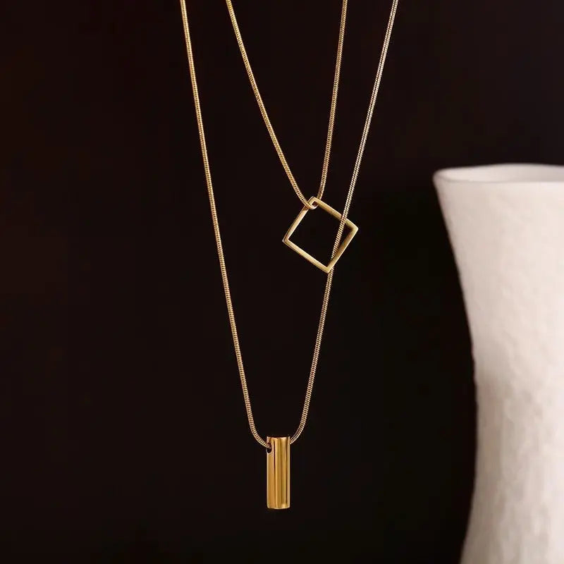 Fashion Geometric Necklace Double-layer Adjustable Length Sweater Chain Simple Temperament Necklace Women's Jewelry Advibe Studio