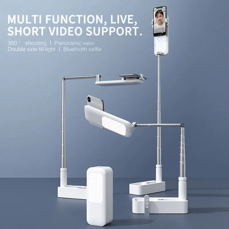 Selfie Portable Mobile Phone Holder With Light Foldable Bluetooth Remote Control Advibe Studio