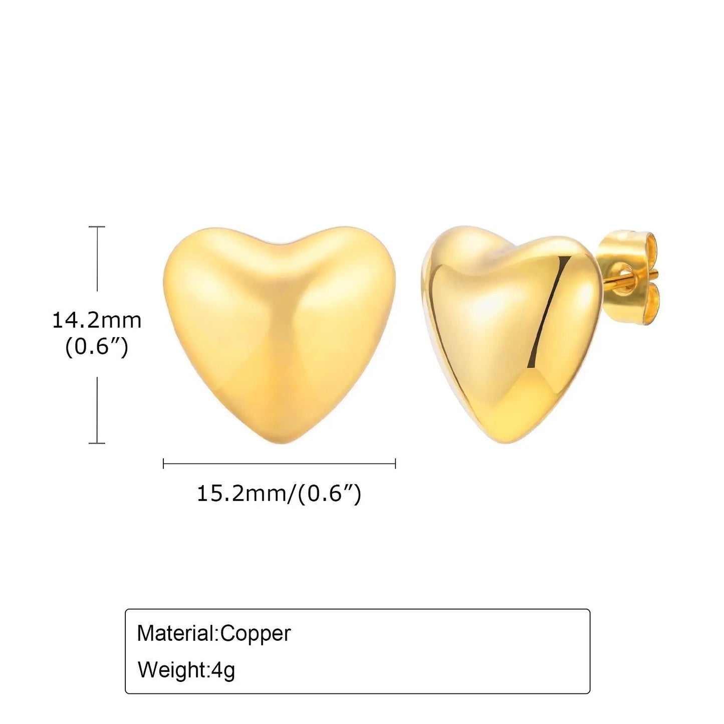 Stainless Steel Heart 18K Gold Stud Earrings Advibe Studio