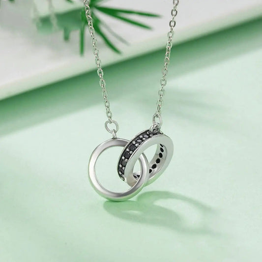 Zircon Inlaid Geometric Ring-phase Buckle Necklace For Women Advibe Studio